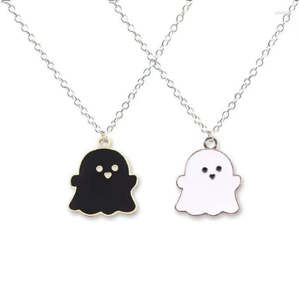 Pendentif Colliers Pour Hommes Femmes Mignon Halloween Fantôme Noir Blanc Diable Cou Dentelle Amoureux Couple Fête Bijoux Cadeau