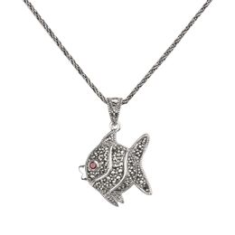 Pendentif Colliers pour Femme Vintage Marcassite Poisson Aux Yeux Rouges Élégant Bijoux Accessoires