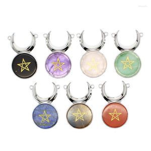 Collares pendientes Comercio exterior Adornos de cristal Piedra natural Personalidad Cuerno Polvo Collar Estrella de cinco puntas Baratija