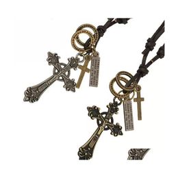 Hanger kettingen Buitenlandse handel Europese en Amerikaanse leerverkoop Alloy Cross Two Colors Optionalpendant Drop Delivery Sieraden Pe Dhbeh