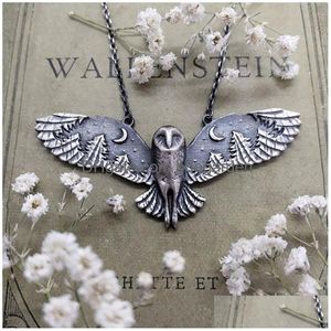 Hanger kettingen Forest Whisper 925 Sterling Sier Retro Exquisite Fashion Owl Moon ketting Women Charm Party Sieraden Accessoires GIF DH6JV