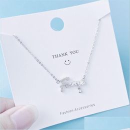 Colliers pendentifs Forever Letters Pendentif Colliers 925 Sterling Sier Micro Incrusté Zircon Chaîne Clavicule Collier Amour Chok Mjfashion Dhkeo