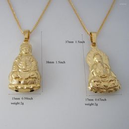 Hangende kettingen Foromance/- geel goud vergulde 18 "Circle Link Chain ketting twee stijlen Guan Yin Boeddha Boeddhisme