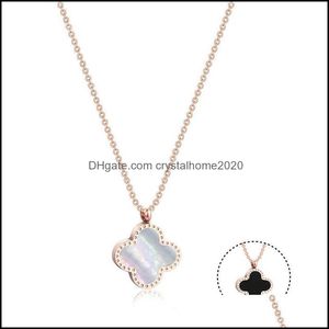 Pendentif Colliers Trèfle à quatre feuilles Collier pour femme Bracelet Boucles d'oreilles en acier inoxydable Rose Gold Plaqué Shell Articles Accsori Drop Deliver Ot1Mj