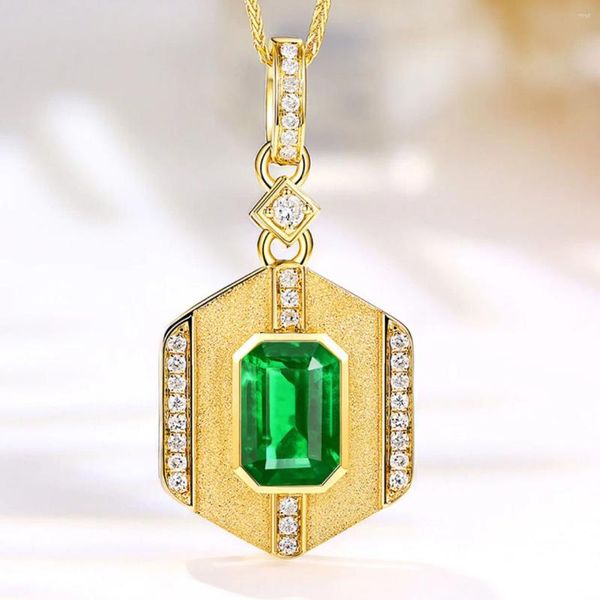 FoydjewItalian Vintage Bijoux Golden Green Zircon Style Médiéval Artificiel Zambie Collier Émeraude Pour Les Femmes