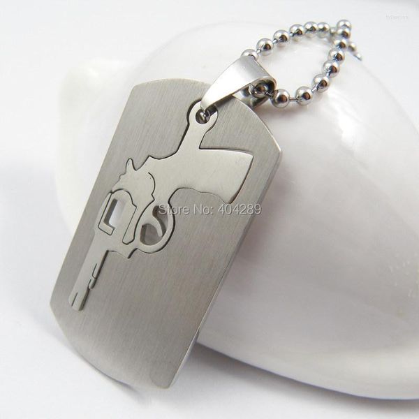 Pendentif Colliers Chaîne Libre Armée Dog Tags Pistolet Pistolet En Acier Inoxydable Collier