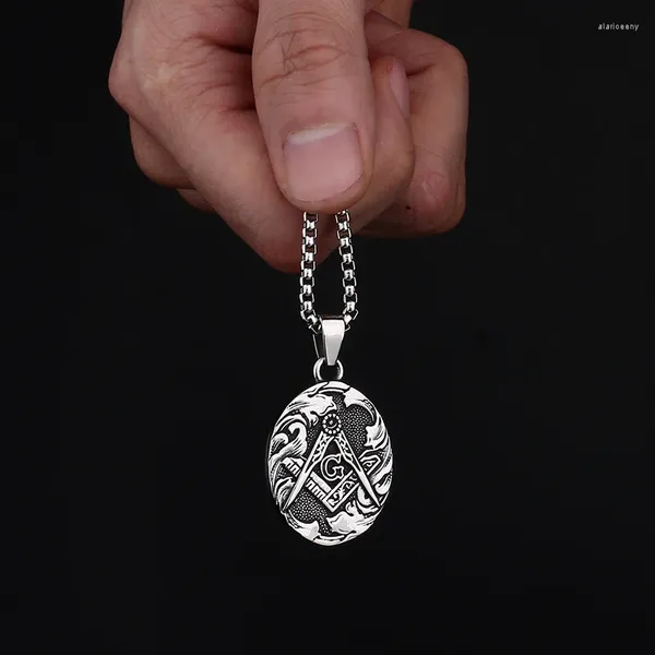 Pendentif Colliers Franc-maçon Maçonnique En Acier Inoxydable Hommes Pendentifs Chaîne Simple Punk Pour Petit Ami Mâle Bijoux Créativité Cadeau En Gros