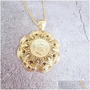 Pendentif Colliers Français Coin Collier Beautifly Conçu Robe Algérien Métal Marocain National Ornements Giftpendentif Drop D Dh2Qu