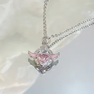 Pendentif Colliers Français Luxe Angel Wings Zircon Collier Design élégant Mariage Cristal Chaîne en acier inoxydable Bijoux Cadeaux d'anniversaire