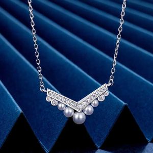 Colliers pendants bijoux de luxe français de haute qualité 925 sterlsilver 18K Rose Gol White Pearl Collier J240516
