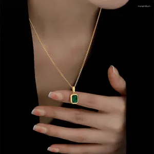 Hangerkettingen Franse minimalistische groene ketting voor dames Lichte luxe high-end sleutelbeenketting sieraden