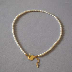 Colliers pendants Eau de perle fraîche Love Heart Key Charme ot fermoir Simple Design Women Collier