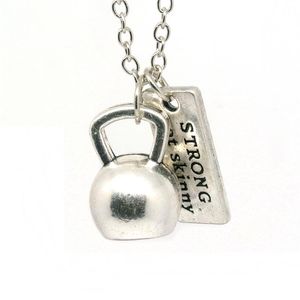 Hanger kettingen vriend fitness sieraden zilveren kettlebell dumbbell barbell ketting 