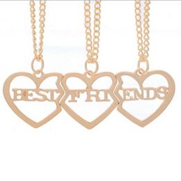 Hanger kettingen vrienden 3 stks/set gouden voor gouden zilveren rosegold vergulde hart ketting 3 vriendschap cadeau sieraden