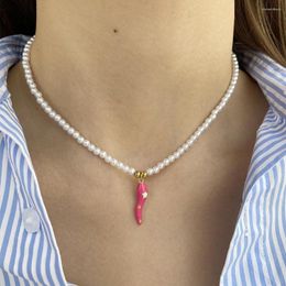 Pendentif Colliers drôle rose magique poivre étoiles imitation collier de perles pour femmes collier en acier inoxydable fermoir couleur or shopping gratuit