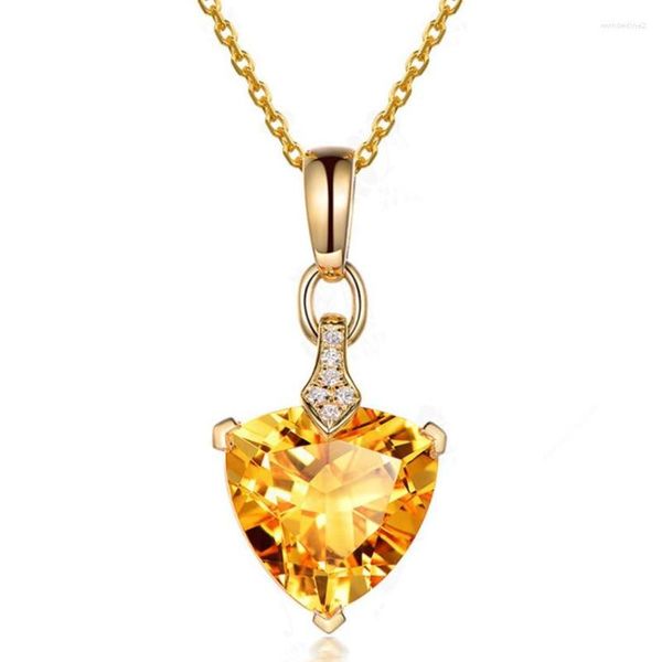 Pendentif Colliers FYJS Unique Lumière Jaune Or Couleur Forme Géométrique Citrines Cristal Lien Chaîne Collier Améthystes Bijoux