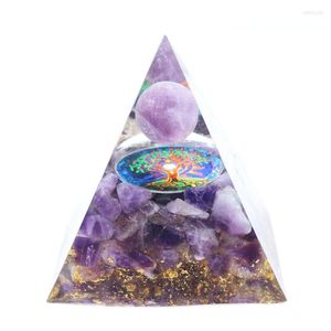Hanger kettingen fyjs unieke orgone energieboom van het leven amethists steen en hars piramide 3D symbool sieraden