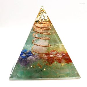 Colliers pendants fyjs Unique Rose Gold Color Couche de couleur colorée et de joaille de mode métaphysique de la pyramide en pierre