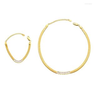 Collares colgantes FYSARA 2023 brillante simple ancho plano gargantillas collar con circón cadena de espiga gruesa clavícula joyería de mujer