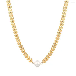 Pendentif Colliers Fysara Design original en acier inoxydable blanc perle tour de cou pour femmes fille bohême dépliant collier de charme