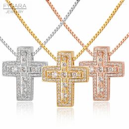 Colliers pendants fysara rétro design cristaux corss pour hommes punk collier religieux femmes clavicule zircon bijoux souvenir cadeau