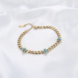 Pendentif Colliers Fysara Chaîne en acier inoxydable Bracelet Bracelet avec pierre de luxe Cristal Bijoux en métal pour femmes Tempérament Filles Cadeau