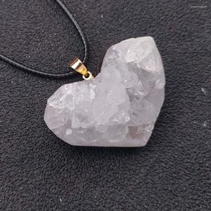 Pendentif Colliers FYSL Lumière Jaune Or Couleur Forme Irrégulière Amour Coeur Améthystes Pierre Corde Chaîne Collier Clair Quartz Bijoux