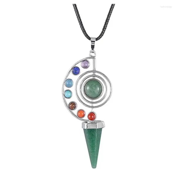 Pendentif Colliers FYSL Argent Plaqué Spirale Connect Pyramide De Nombreuses Couleurs Quartz Pierre Corde Chaîne Collier Guérison Chakra Bijoux