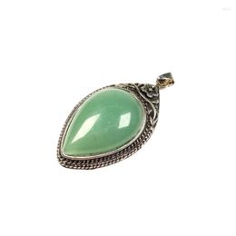 Pendentif Colliers FYSL Argent Plaqué Goutte D'eau Vert Aventurine Pour Cadeau Rose Rose Quartz Bijoux