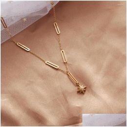 Pendentif Colliers G D Trendy Titane Acier Gland Minimaliste Lariat Huit Points Étoile Or Couleur Plaqué Collier Pour Femmes Bijoux D otj5T