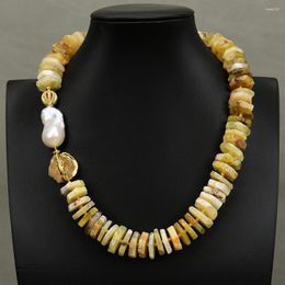 Colliers pendants G-g 18 "Opale jaune naturel cultivé blanc baroque perle citrine quartz collier de tour de cou cristal dame cadeaux