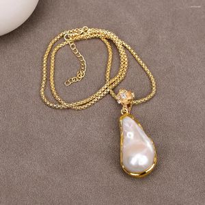 Collares colgantes G-G Culturados Keshi Pearl Gold Gold Big Barroque Fashion Metal Cabklace para mujeres