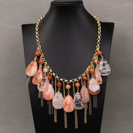 Colliers pendants g g g-agate rouge orange orange rutilé collier de chaîne plaquée or