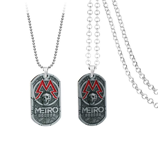 Pendentif Colliers Jeu Metro 2033 Collier Hommes Chaîne En Métal Crâne Carré Chien Tag Femmes Punk Vintage Kolye Souvenir Bijoux