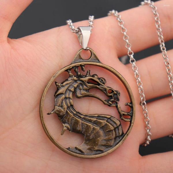 Pendentif Colliers Jeu Mortal Kombat Collier En Alliage De Métal Animal Dragon Porte-clés Porte-Chaveiro Cadeau Pour Hommes Accessoires De Voiture Fans