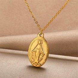 Pendentif Colliers GATTVICT Vintage Prière Bénédiction Pétition Collier Pour Hommes Jésus Dieu Or Couleur Métal Pièce Femmes Bijoux