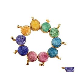 Pendentif Colliers Gazelle Mode Nature Pierre Pendentifs Drusy Lunette Ronde Irregar Mix Couleur Onyx Charmes Géode Pour Collier Goutte Deli Dhfon