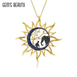 Colliers de pendentif Gems Beauty Sun Elephant Vintage 925 Colliers de tour de cou en argent sterling Pendentif pour femmes bijoux argentés Charme accessoires 240419