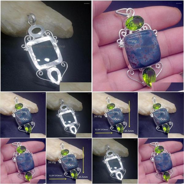 Colliers de pendentif bijoux de pierres bijouxe de pierre bijoux de promotion Single unique 925 Sier Kambaba Jasper Green Topaz Peridot Lady Drop Livrot Dhv5f