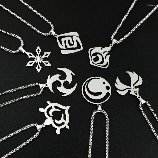Pendentif colliers Genshin Impact collier pour homme femme titane acier fête cadeau bijoux Vision Punk mignon rue accessoires