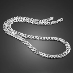 Hanger kettingen echt 100 925 Sterling Silver Men s ketting mode punk Curb Cuban Link Chain 6 5 mm 20 24 in man fijne sieraden cadeau 231005