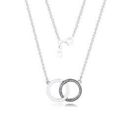 Pendant Necklaces Véritable 925 chaîne en argent Sterling colliers pour femmes Signature cercles pendentif collier cadeau de fête bijoux fins collier G230202