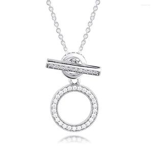 Pendentif colliers véritable 925 en argent Sterling Collier chaîne Double cerceau T-bar pour les femmes bijoux fins cadeau Collier 2023