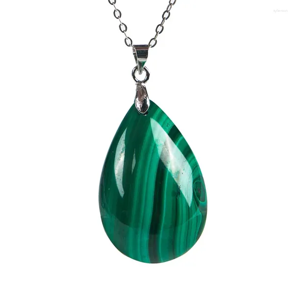 Collares colgantes Genuino Verde Crisocola Malaquita Piedra Natural Gota de Agua Joyería de Mujer 33x21x10mm