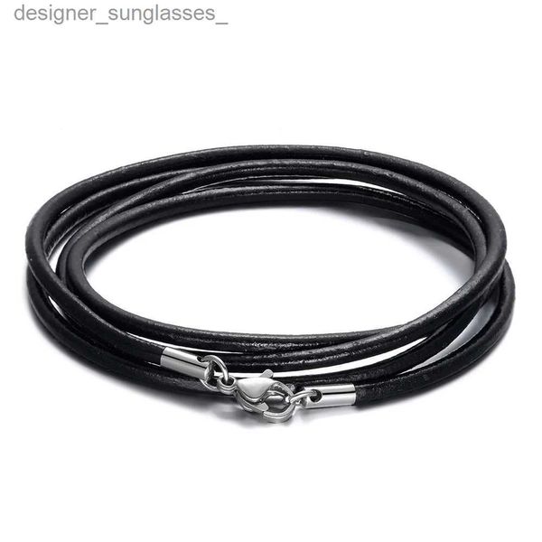 Colares pendentes Chain de colar de couro genuíno para homens homens de aço inoxidável para colares DIY Cords Acessórios de jóias da moda Presente 2021L231218