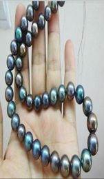 Colliers pendentif véritable naturel 910mm collier de perles noires de Tahiti 18 pouces 4553463