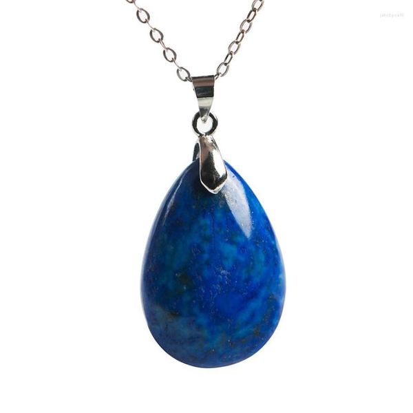 Pendentif Colliers Véritable Naturel Bleu Lapis Lazuli Waterdrop Perle Femmes Cristal