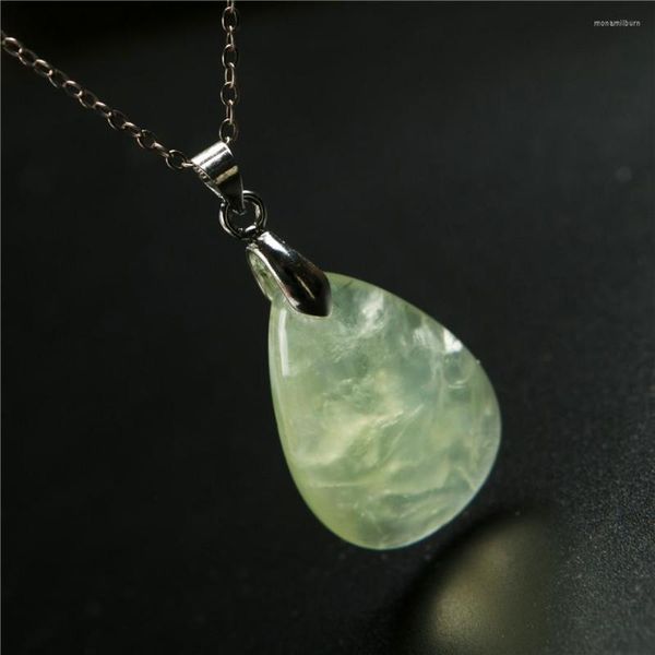 Pendentif Colliers Véritable Naturel Vert Cristal Femmes Transparent Pierre Perle De Mode 28 20 8mm