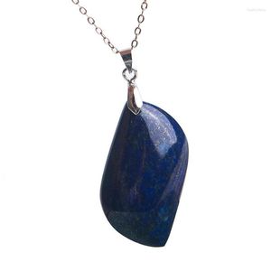 Colliers pendants réels Lapis naturels lazuli Gemmes Collier en forme de feuille L Men Men Perle Femmes tendance Crystal