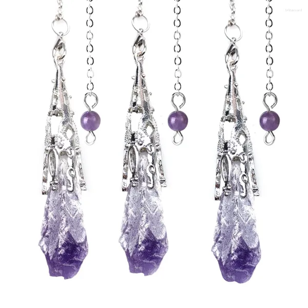 Pendentif Colliers Véritable Naturel Violet Cristal Pendule Collier Irrégulier Améthystes Druzy Non Poli Minéraux Bruts Pierre Guérison 1 pcs